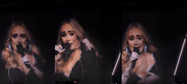 Adele crying in concert for a man who shows him a photo of his wife