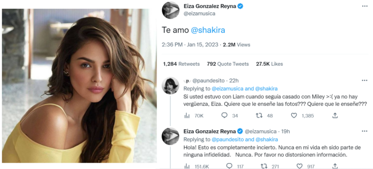 Eiza Gonzalez twitter apoyando a shakira
