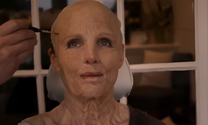 Elsa Pataky being transformed into an old woman