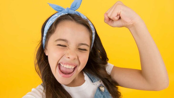 Girl doing strength in her arms