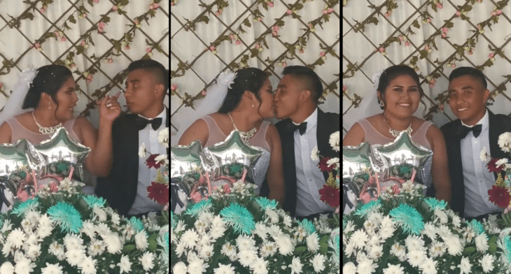 Novios se pelean en boda y después se besan y sonríen