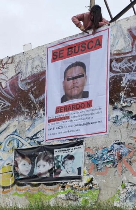 Letrero donde buscan a gerargo n implicado en la muerte de Octavio Ocaña