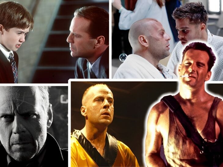 Collage de diversos protagónicos de Bruce Willis en películas