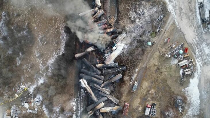 Desastre ecológico en Estados Unidos: descarriló un tren con químicos tóxicos
