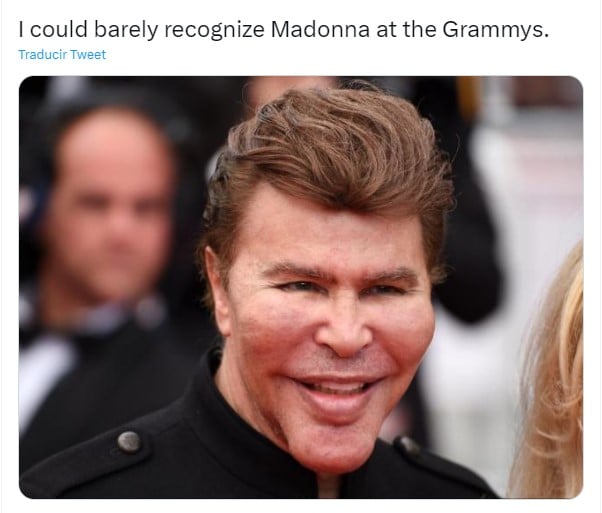 meme de madonna sobre su aspecto en los Grammy 2023 