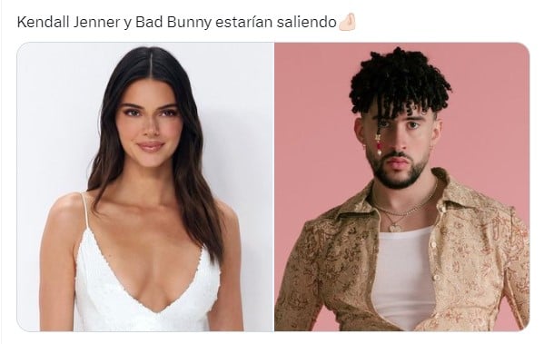 meme de las fotografías de Bad Bunny junto a la de Kendall Jenner luego de ser vistos juntos en un antro en Los Ángeles 