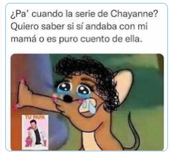 meme de Jerry llorando con un texto sobre chayanne 