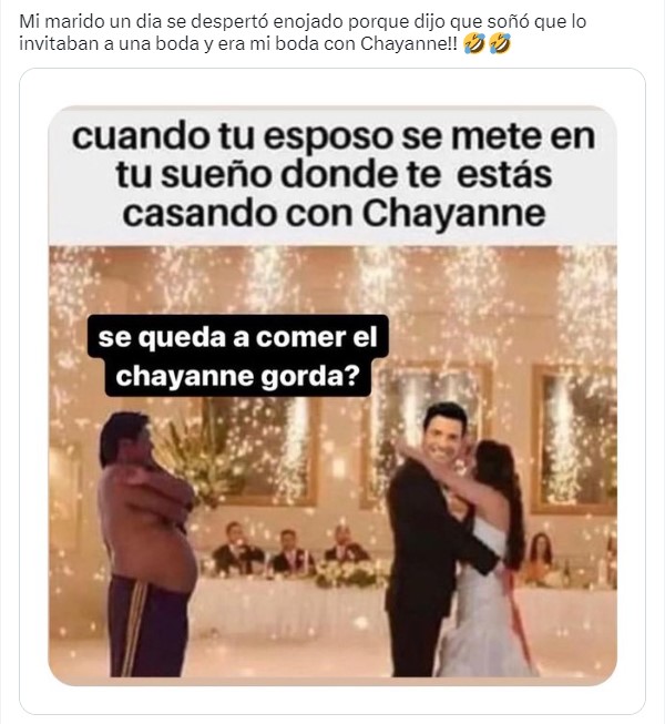 meme de un hombre que soñó que su esposa se casó con Chayanne