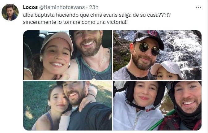 Tuit sobre Chris Evans presume fotos con su novia, Alba Baptista, y los fans reaccionan