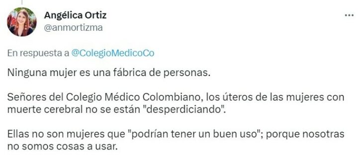 Tuit sobre Propuesta para ‘usar’ mujeres con muerte cerebral para gestar bebés desata polémica 