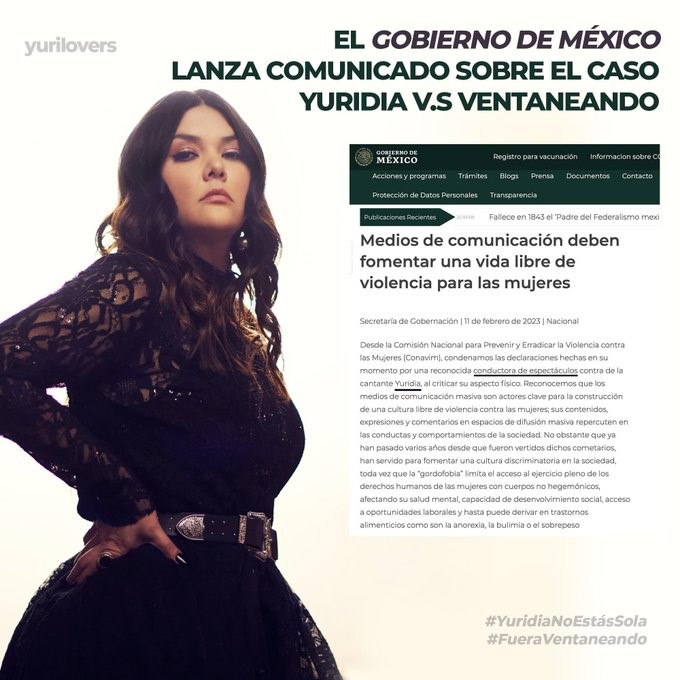 comunicado del gobierno en defensa de Yuridia