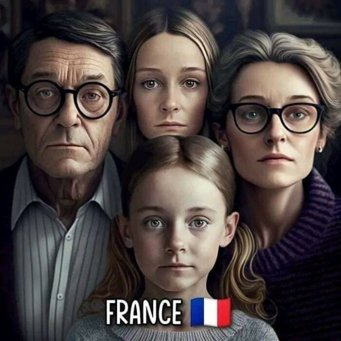ilustración muestra cómo luce una familia típica de Francia 