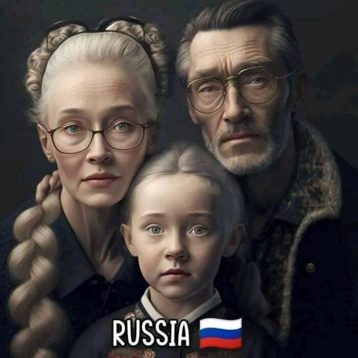 ilustración que muestra cómo luce una familia típica de Rusia 