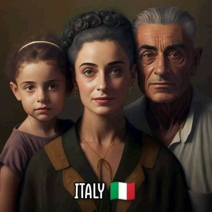 ilustración creada con IA muestra cómo luce una familia típica de Italia 