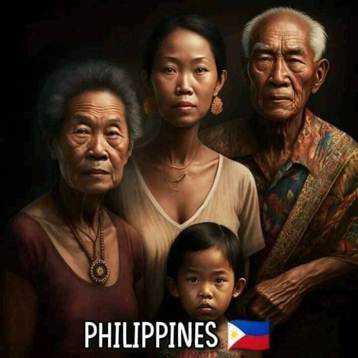 ilustración creada con inteligencia artificial muestra cómo luce una familia típica de Filipinas 