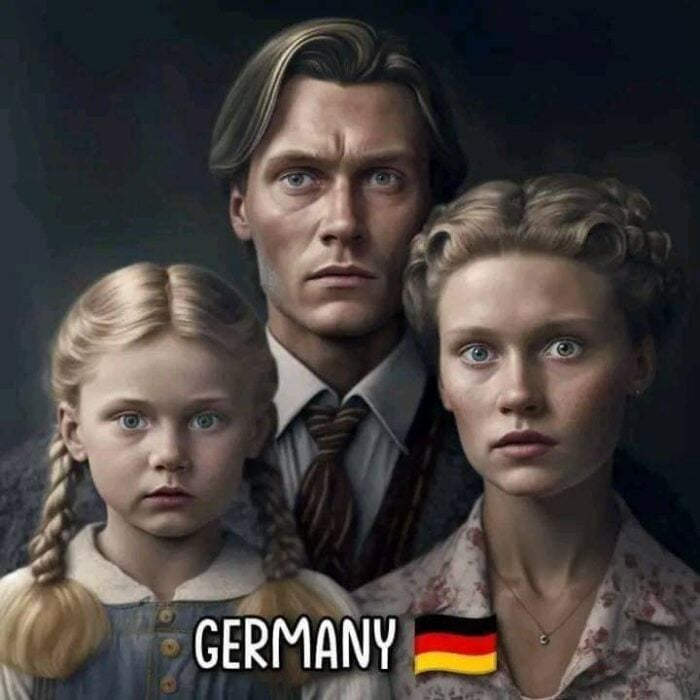 ilustración creada con Inteligencia artificial de cómo es una familia típica de Alemania 