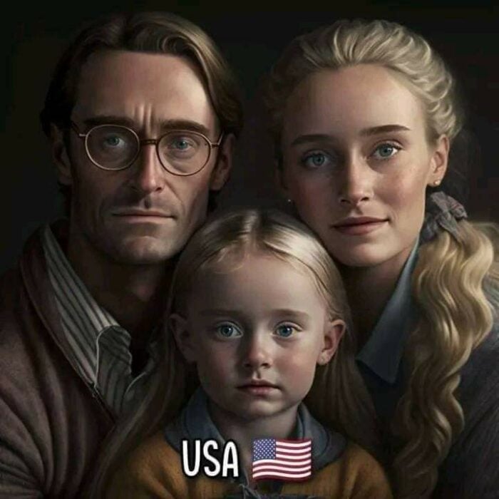 ilustración creada con inteligencia artificial que muestra cómo luce una familia típica de Estados Unidos 