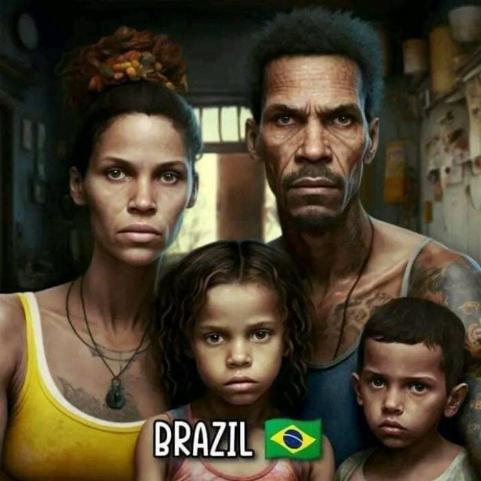 imagen creada con inteligencia artificial y muestra cómo es una familia típica de Brasil 
