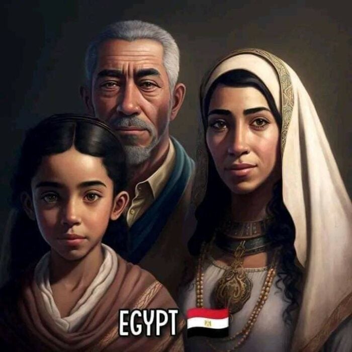 ilustración muestra cómo luce una familia típica de Egipto 