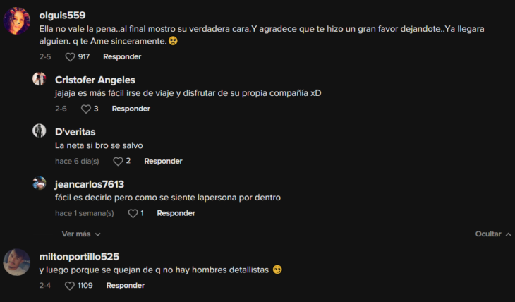 comentarios en español de usuarios de TikTok