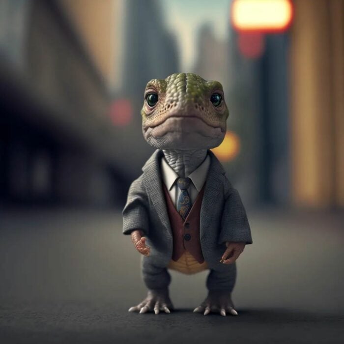 ilustración de un dinosaurio bebé vestido de abogado 
