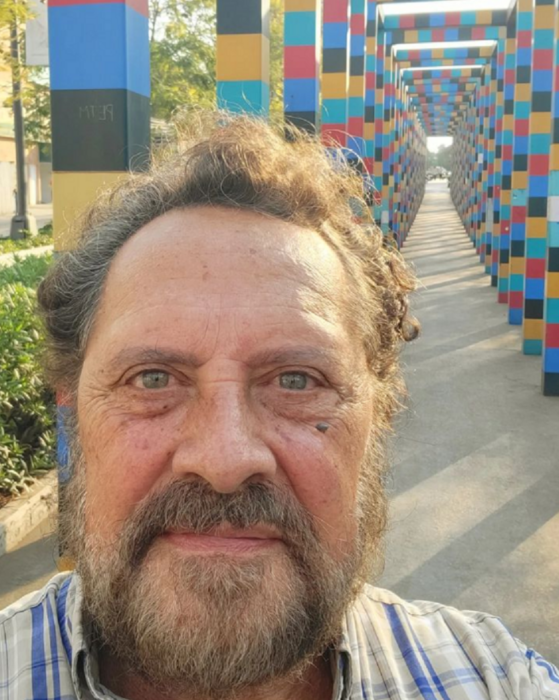 el actor Javier Díaz Dueñas en una selfie tomada en homenaje a Kubrik
