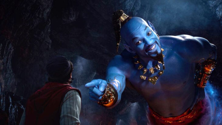 Will Smith en su papel de genio de la lámpara en Aladdin 