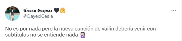 captura de pantalla de una publicación de Twitter que habla sobre la canción de Yailin la más viral 