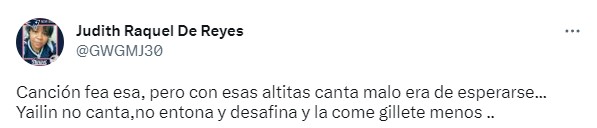 captura de pantalla de una publicación en Twitter sobre la canción de Yailin la más viral 