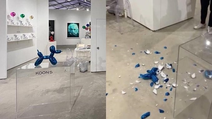 escultura dog ballons rota en galería 