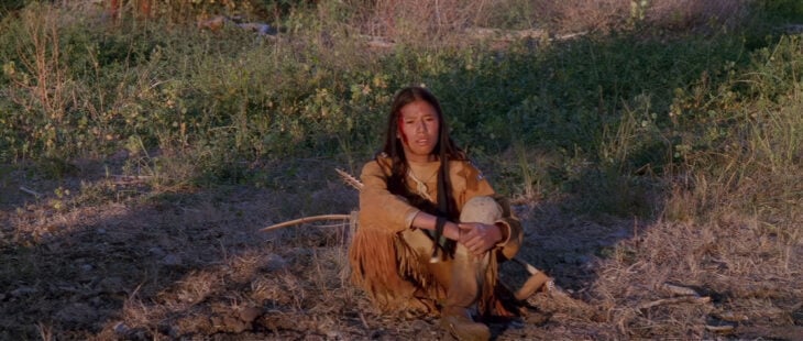 nathan sentado en el pasto en la película danza con lobos