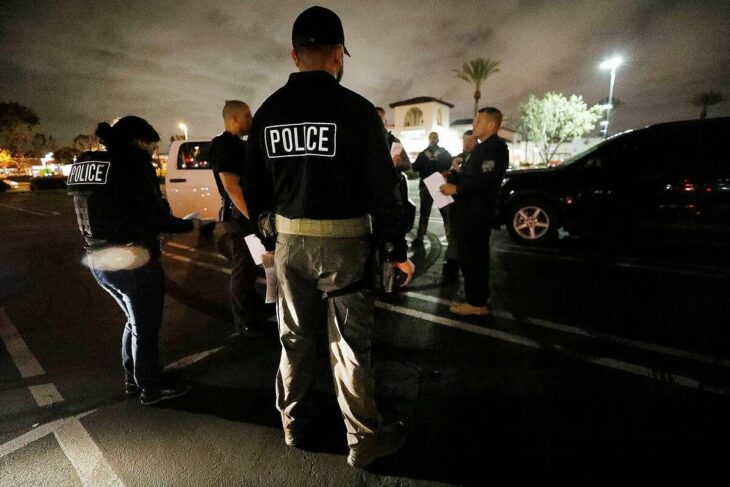 Los Angeles County police officers in night operation