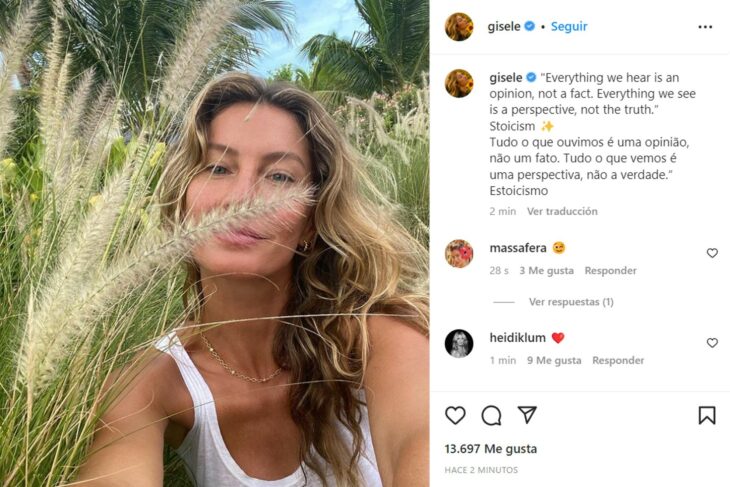 Publicación de Instagram de Gisele Bündchen tras rumores de supuesto romance con Jeffrey Soffer
