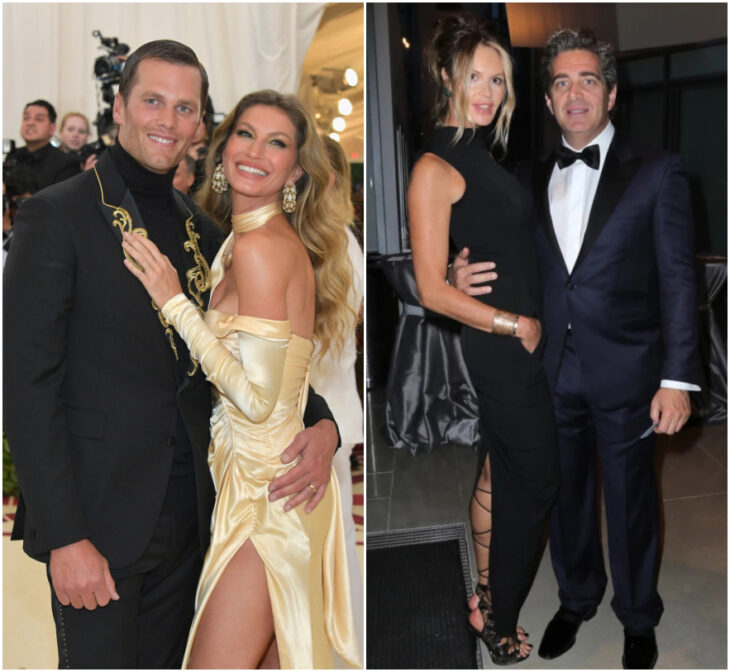 Tom Brady y Gisele Gündchen abrazados/Elle Macpher y Jeffrey Soffer abrazados