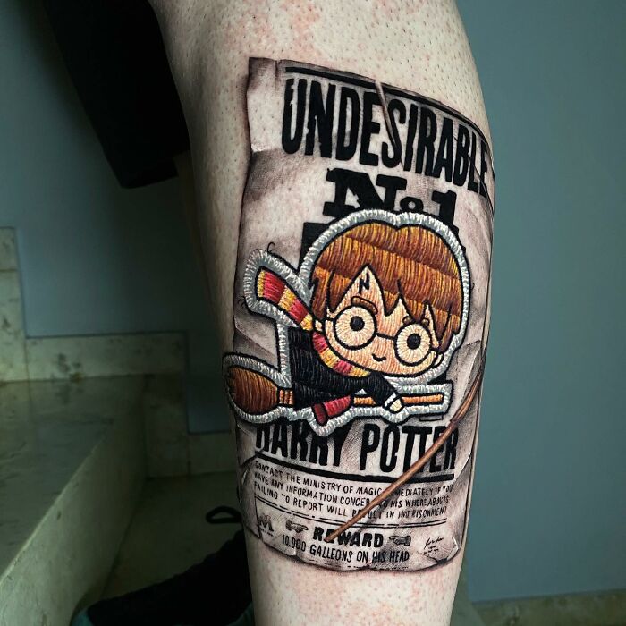 tatuaje bordado de harry potter