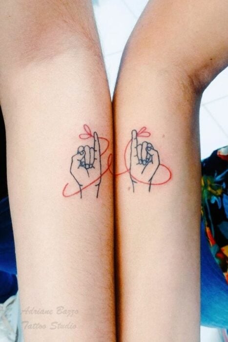 red string of friendship tattoo