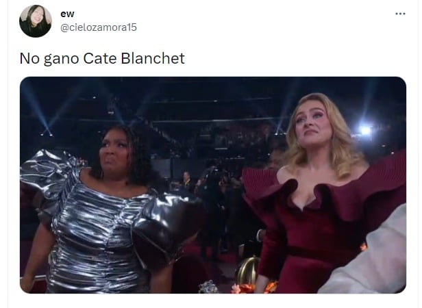 reacción por Cate Blanchet con meme de Adele 