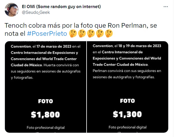 comparativa de precios de Tenoch con Ron Perlman