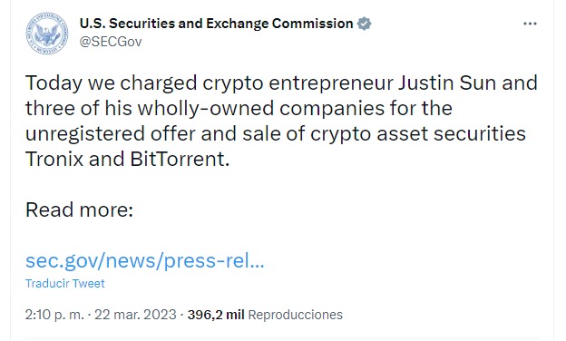 captura de SEC en cuanto a las criptomonedas de Sun