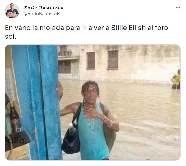 meme de señora mojada por concierto de Billie 