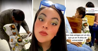 Profesor permitió que una alumna llevara a su hijo a la clase y hasta jugó con él