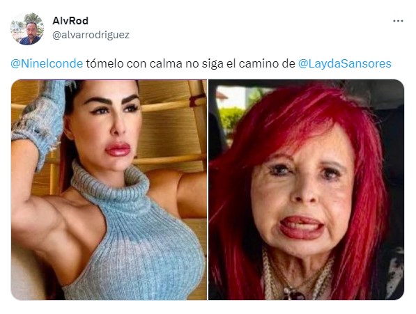 meme de Ninel Conde comparada con una fotografía de Layda Sansores gobernadora de Campeche 