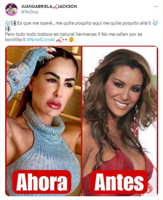 Imagen comparativa de Ninel Conde antes y en la actualidad 