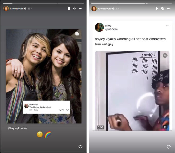 capturas de pantalla del Instagram de la actriz Hayley Kiyoko