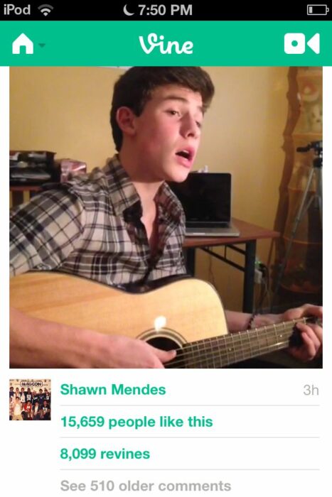 perfil de Shawn Mendes en Vine 