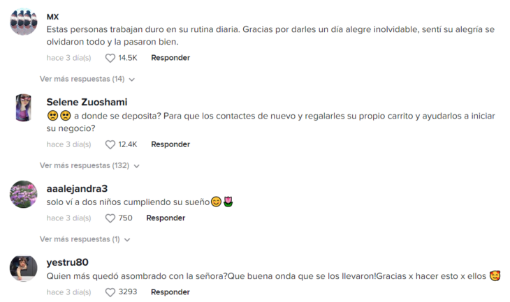 captura de pantalla de comentarios de TikTok en español