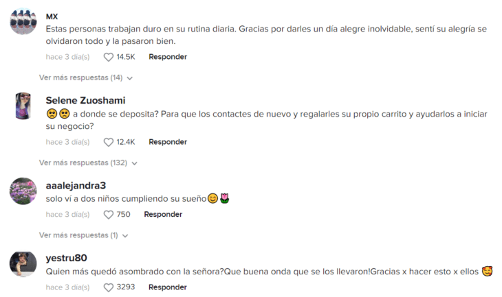 screenshot of TikTok comments in Spanish