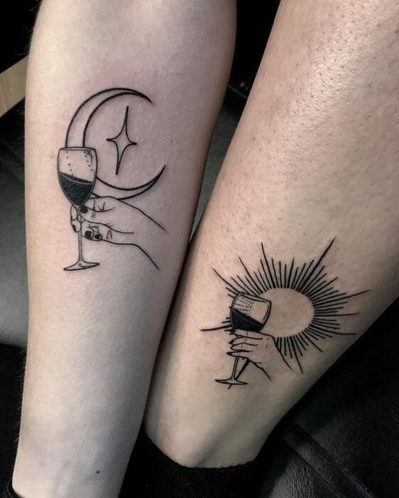 sun and moon tattoo for friends