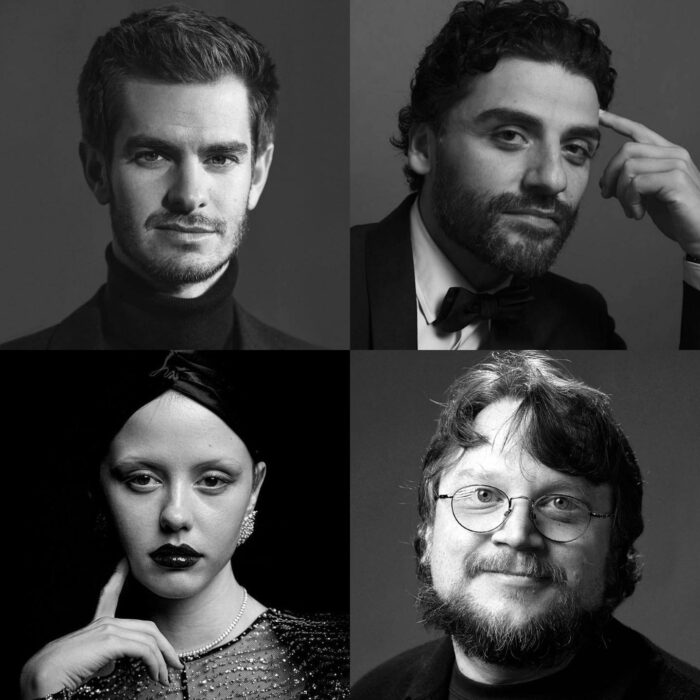 Guillermo del Toro and actors for frankenstein