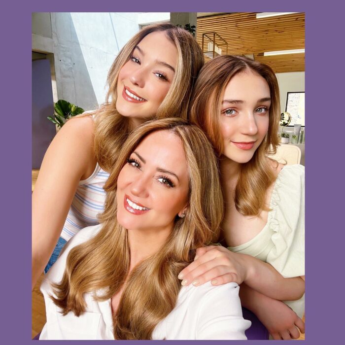 Andrea Legarreta with her daughters on March 8 